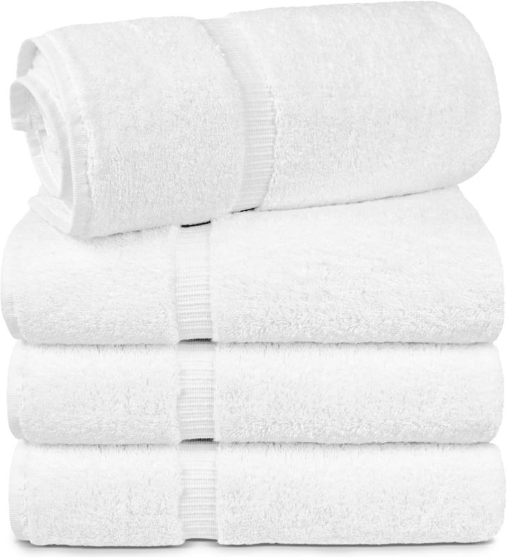 Photo 1 of SET OF 4 Chakir Turkish Linens | Hotel & Spa Quality 100% Cotton Luxury Turkish Towels | Soft & Absorbent (30x60 Inches Extra Large Bath Towels