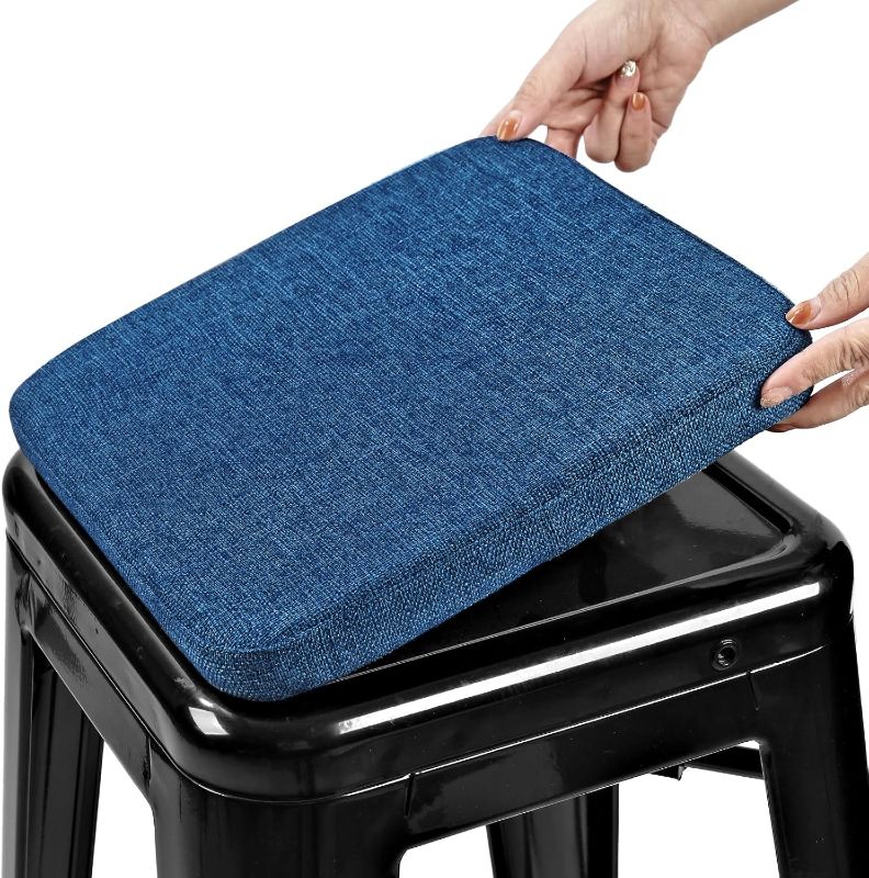 View 1 of 4 PACK BUYUE Friendly Woven Fabric Magnetic Bar Stool Cushion 1 Piece, Enhanced Anti-Slip Breathable Small Chair Seat Pad for Café Bistro Stackable Metal Stool.(11X11in)