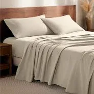 Photo 1 of Bare Home Luxury 100% Cotton Flannel Queen Sheet Set, Deep Pocket, 4-Piece, Sand