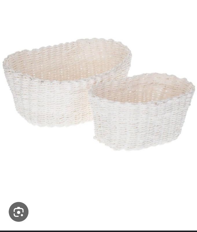 Photo 1 of 2 PIECE WHITE OVAL STORAGE BASKET 