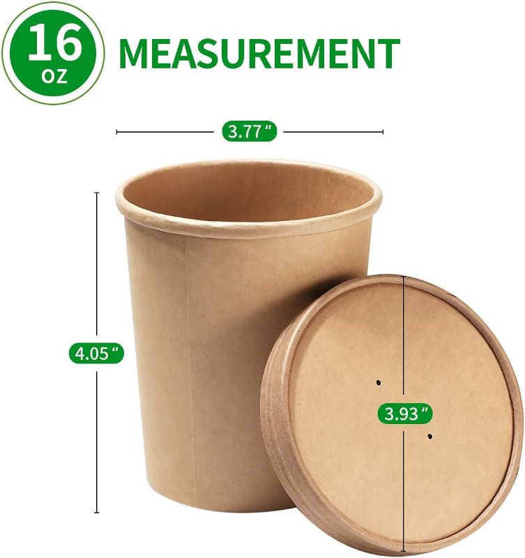 Photo 1 of bloomoon 30 Pack 16 oz Paper Food Containers with Lids, Ice Cream Pint Containers, 16 oz Disposable Soup Containers Paper Freezer Containers Pint Ice Cream Cups 