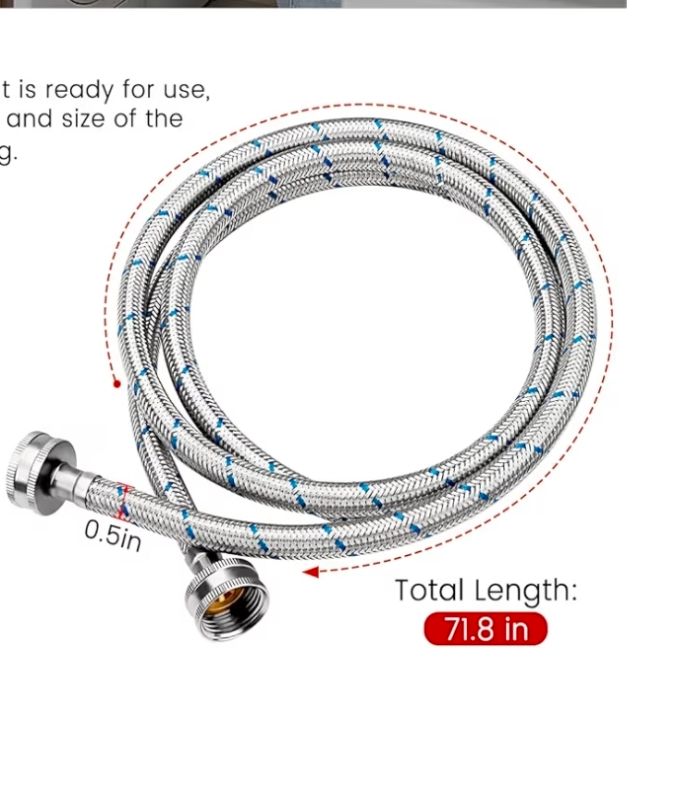 Photo 1 of 6 FT STAINLESS STEEL WASHING MACHINE HOSE (RED)
