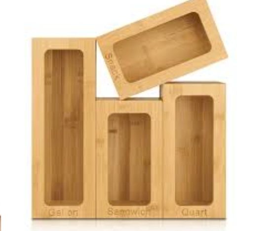 Photo 1 of 4 PIECE BAMBOO KITCHEN BAGS ORGANIZER