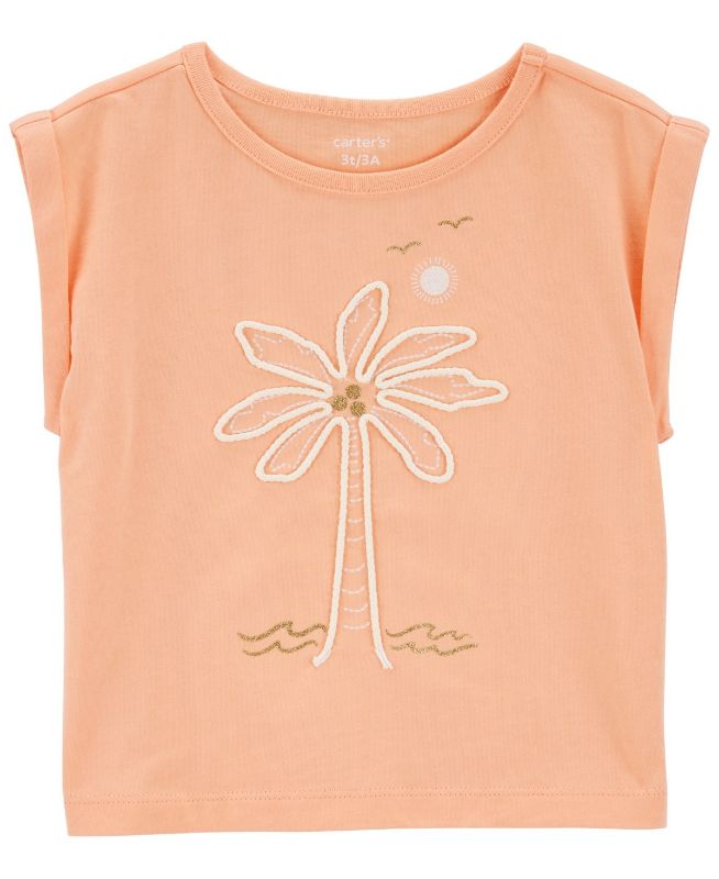 Photo 1 of Carter's Toddler Girls Palm Tree Knit Tee - Coral SIZE 2T