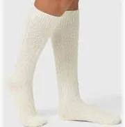 Photo 1 of HUE CABLE KNIT KNEE HIGH SOCKS IVORY OS