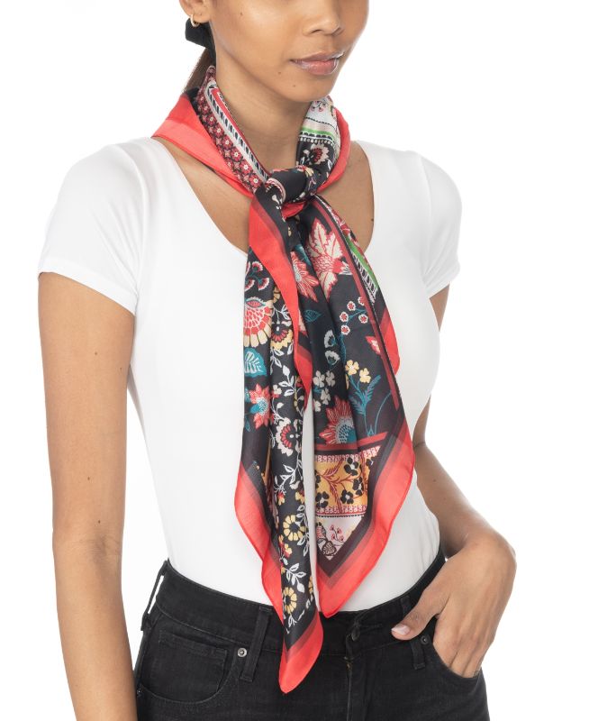 Photo 1 of Giani Bernini Women's Patchwork Floral Square Scarf - Red