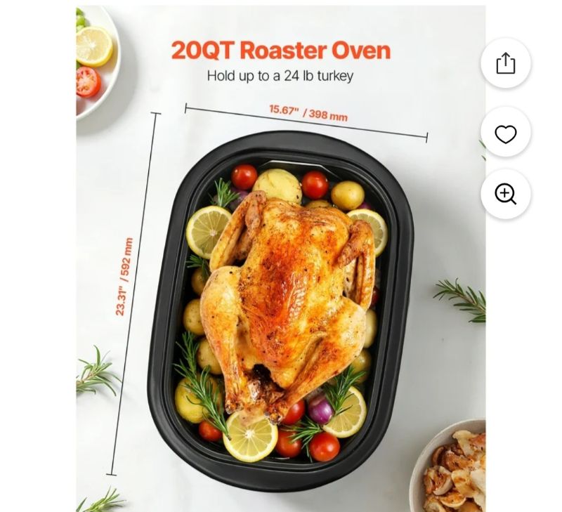 Photo 1 of 20QT ELECTRIC ROASTER OVEN, ADJUSTABLE TEMPERTURE 150-450f