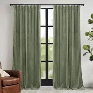 Photo 1 of Ryb Home Sage Green Velvet Curtains 2 PANELS 52X102 Inch, Room Darkening Super Soft Velvet Drapes