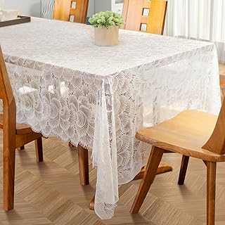 Photo 1 of 60x120 Inch White Lace Rectangular Tablecloth
