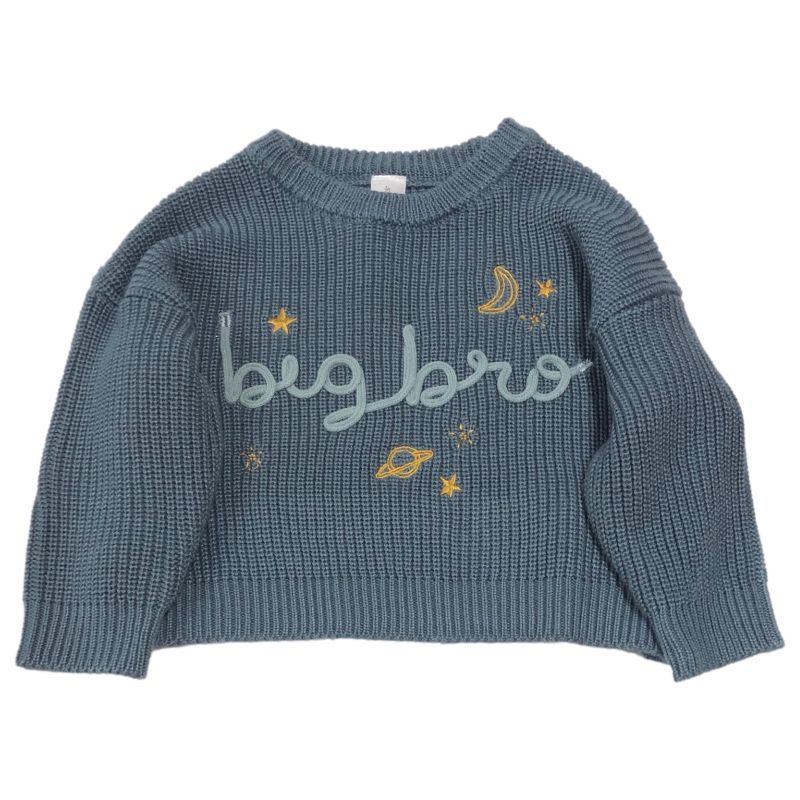 Photo 1 of 18M Infant Boys Blue Gray Ribbed Big Bro Sweater