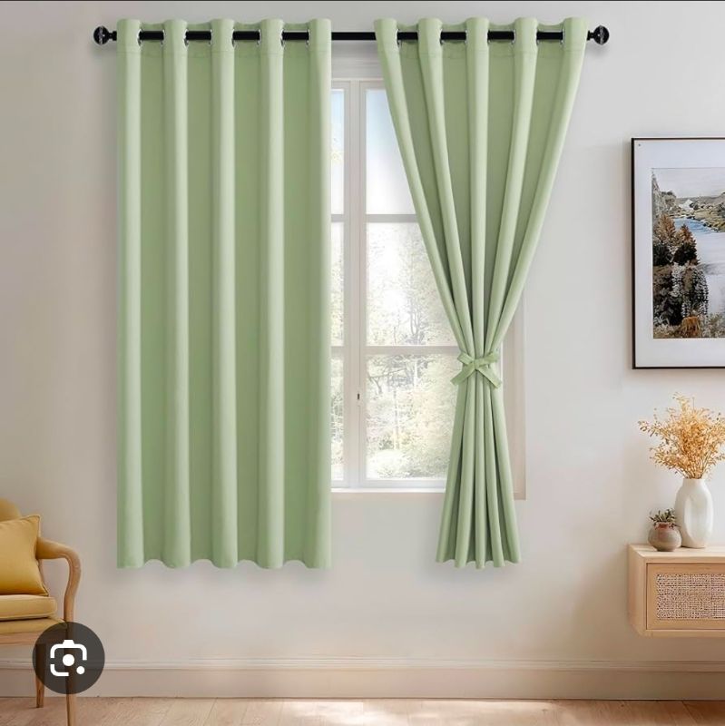 Photo 1 of 2 PANELS WINDOW COVERING 60X40 SAGE GREEN NO TIES