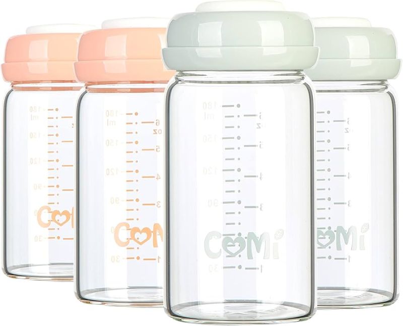 Photo 1 of Comi glass milk storage bottles, 6 pack, 6 oz