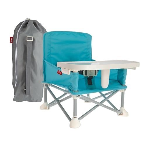 Photo 1 of Nuby Pop-Up Booster Seat with Removable Tray - 6+ Months - Portable Booster Seat for Floor for Indoor/Outdoor Use - 3-Point Safety Adjustable Straps - Summer Travel Essentials - Aqua