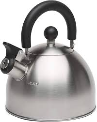 Photo 1 of Primula Stewart Whistling Stovetop Tea Kettle Food Grade Stainless Steel, Hot Water Fast to Boil, Cool Touch Folding, 1.5-Quart, Brushed with Black Handle
