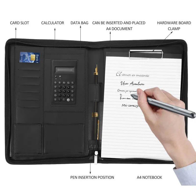 Photo 1 of MLINS 1 Set Of Zippered Portfolio Portfolio Binder Folio Document Organizer Padfolio For Men Resume Portfolio Folder Binder Portfolio Organizer