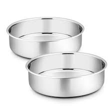 Photo 1 of P&P CHEF 8 Inch Cake Pan Set of 2, Stainless Steel Round Baking Layer Cake Pans, Non Toxic & Healthy, Leak-proof & Easy Clean, Mirror Finish & Easy Releasing, Oven & Dishwasher Safe
