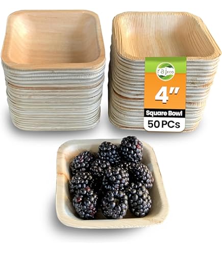 Photo 1 of 100 Pcs Small Palm Leaf Dip Bowls 3 Inch Disposable Palm Leaf Square Round Small Dip Bowls Compostable Mini Bamboo Plates for Dips Soy Sauce Charcuterie Board Dipping Foods Picnics Weddings
