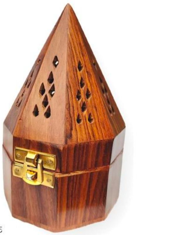 Photo 1 of HANDMADE WOODEN PYRAMID INCENSE CONE BURNER BOX
