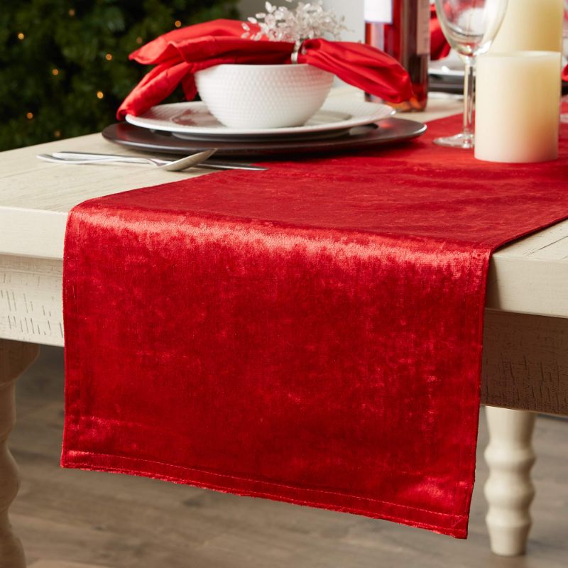 Photo 1 of DII Velvet Collection Tabletop, Table Runner, 14x72, Red
