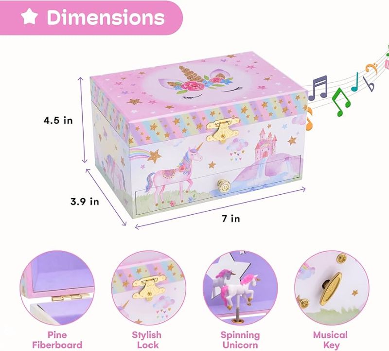 Photo 1 of GIRLS UNICORN MUSICAL JEWELRY BOX