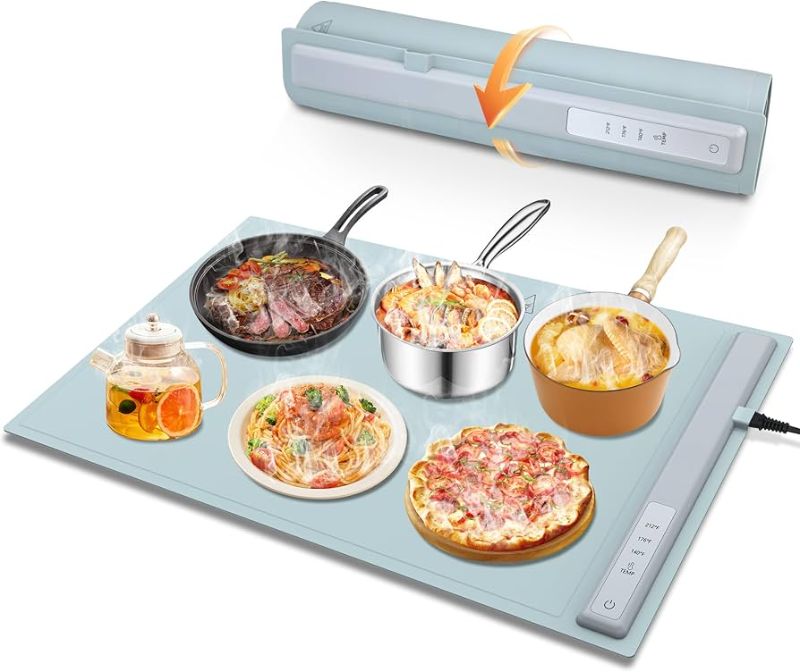 Photo 1 of Food Warming Mat Electric Warming Tray, Fast Full Surface Heating with 3 Temperature Level, Rollable Silicone Heating Pad Food Warmer for Parties, Gatherings, Buffet, Countertop, Daily Use
