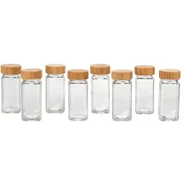 Photo 1 of 8 PIECE GLASS & BAMBOO LIDS SPICE JARS