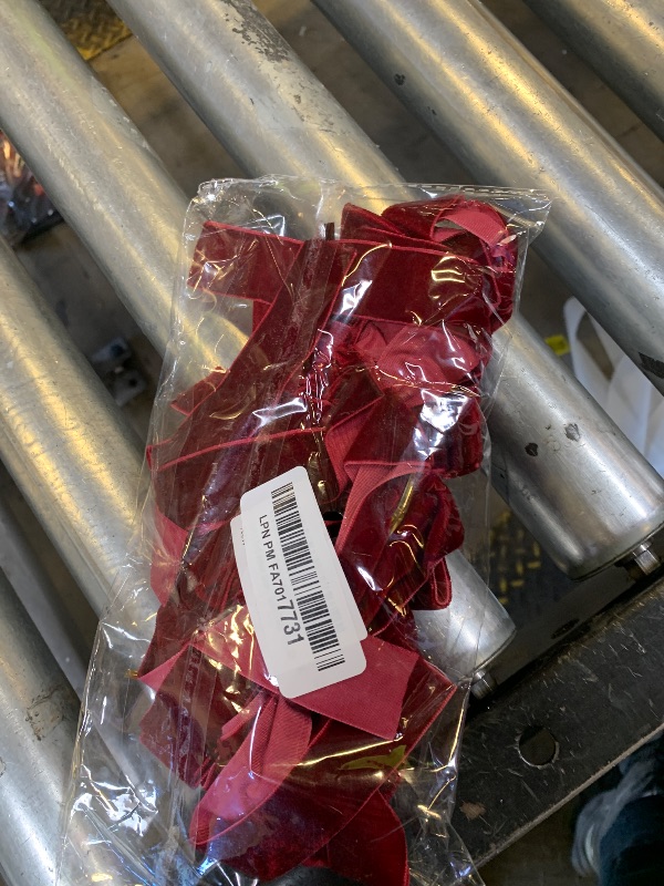 Photo 1 of 12PCS Red Velvet Bows for Christmas Tree, Garland Red Velvet Bows Ornaments for Christmas Tree with Gold Twist Ties?B)