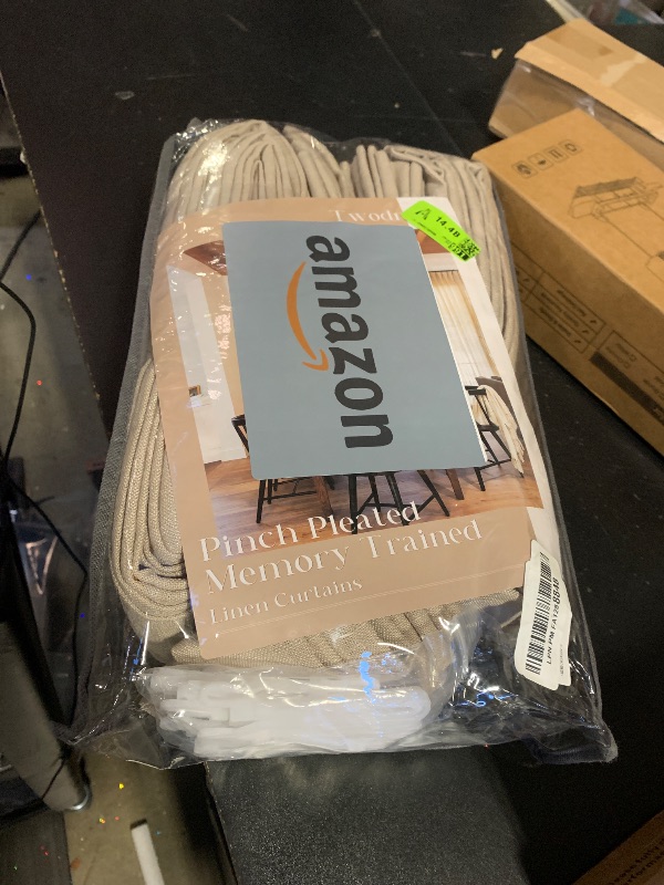 Photo 1 of 102 Inch Long Curtains Pinch Pleat Linen Curtains for Living Room Bedroom 2 Panels Tan Brown Burlywood Taupe Light Filtering Privacy 102 Inch Pleated Drapes Hooks Rings Back Tab for Sliding Door