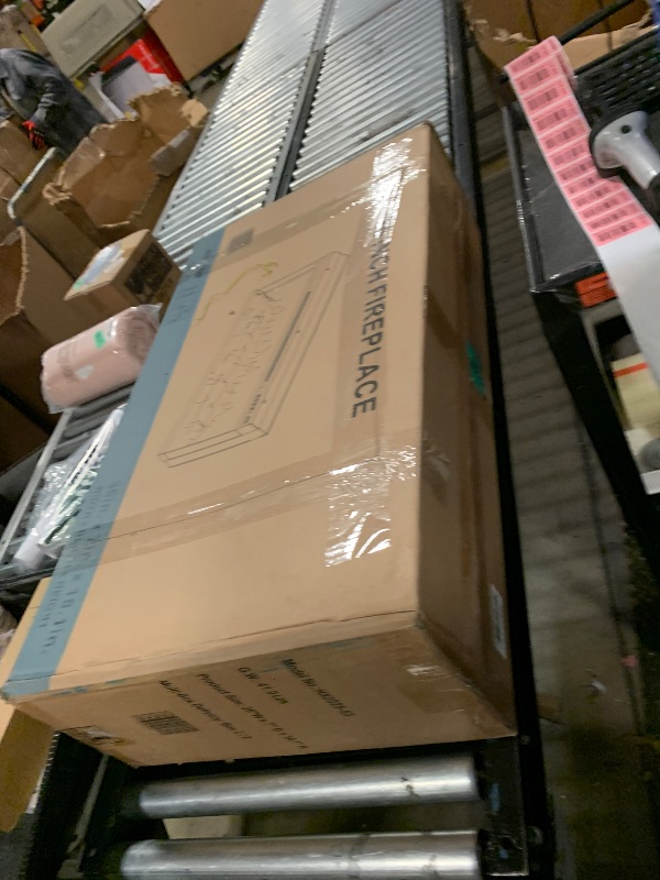 Photo 1 of **INCOMPLETE** FIREPLACE ONLY** ROCKPOINT 3 Sided Glass 80" Fireplace, 36" Electric Fireplace with LED Light and Flame Colors, White