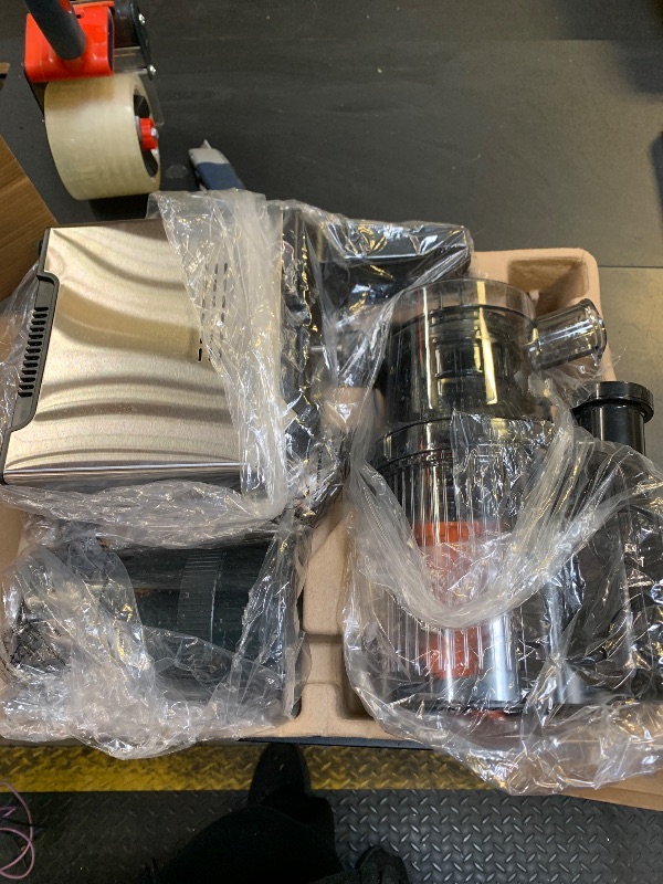 Photo 1 of WHUTO Cold Press Juicer, Wide Feed Chute Juicer Machines, Stainless Steel Slow Masticating Juicers Easy to Clean, Vegetables & Fruits Juice Extractor, High Juice Yield, Silver Color Knob