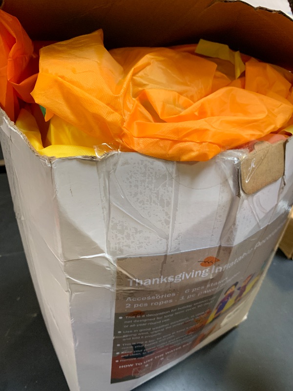 Photo 1 of 10 FT Thanksgiving Inflatables Fall Outdoor Decorations, Blow Up 4 Scarecrow Family & Hay Bale & Turkey, Built-in 9 LED Lights & Blower, Perfect Thanks Day Autumn Harvest Yard Garden & Lawn Décor