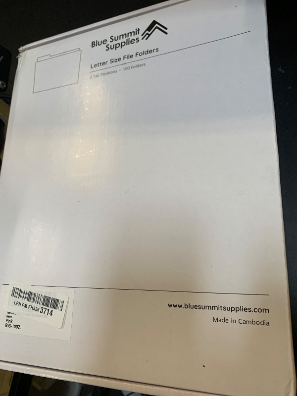 Photo 1 of 100 Blue Summit Supplies Pink File Folders, Letter Size with 1/3 Tab, Durable 11pt Paper, Pink File Folder 100 Pack, Holds Letter Size Documents