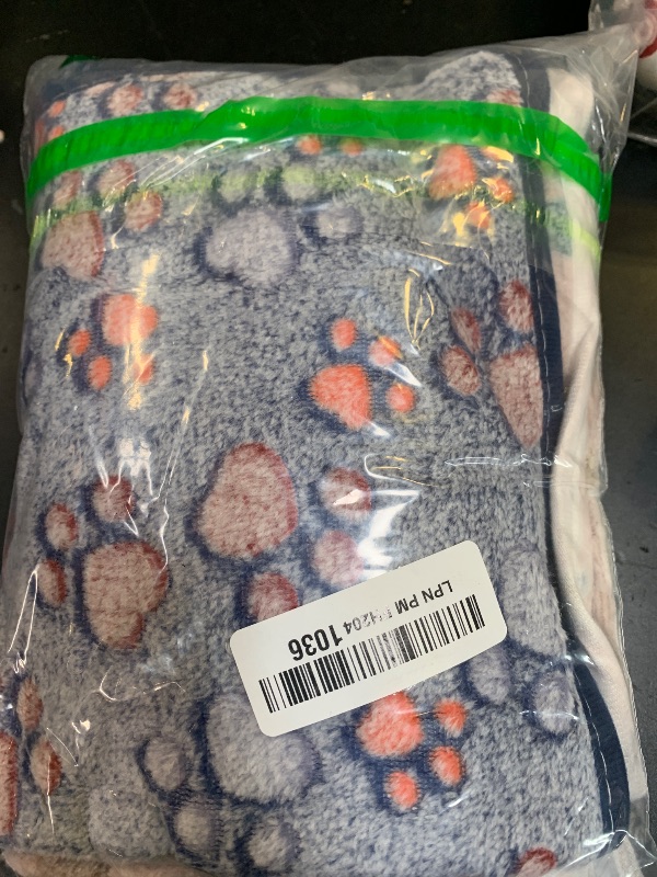 Photo 1 of 1 Pack 3 Blankets Super Soft Fluffy Premium Fleece Pet Blanket Flannel Paw Printed Throw for Dog Puppy Cat (Medium 30x20'', Beige, Grey, Navy)