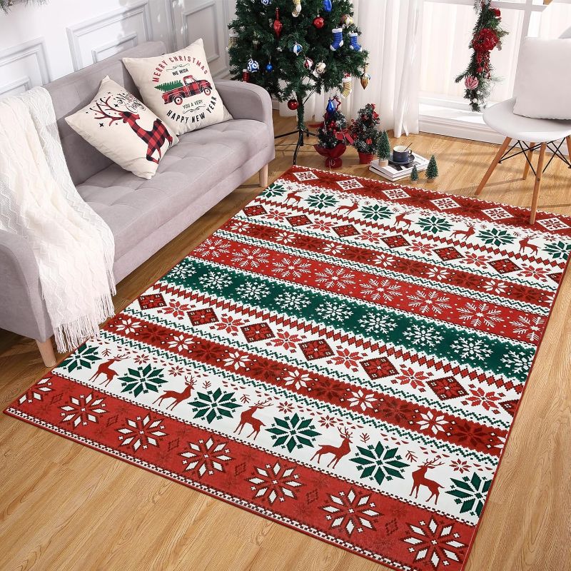 Photo 1 of 
ROYHOME Christmas Living Room Area Rugs 8x10 Large Washable Rug Non-Slip Low Pile Throw Carpet Xmas Decorative Boho Accent Rug Holiday Farmhouse Rustic...