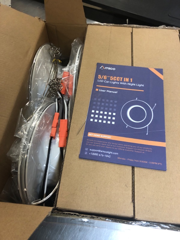 View 3 of Amico 12 Pack 5/6 Inch LED Can Lights with Night Light, 5CCT Retrofit Recessed Lighting Selectable 2700/3000/4000/5000/6000K, Dimmable, 12W=110W, 1100LM Downlight - ETL & FCC