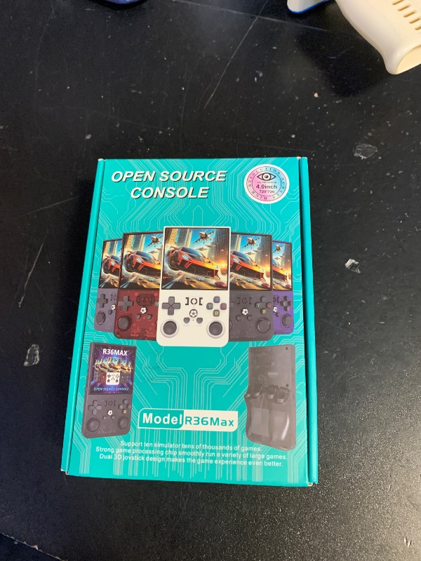 Photo 1 of ?R36MAX 4000mAh Portable Rechargeable Handheld Retro Game Console,Comfort Non-Slip Handheld Standing Retro Game Console with 64G TF Car,4.0-inch Screen,for Office,Blue