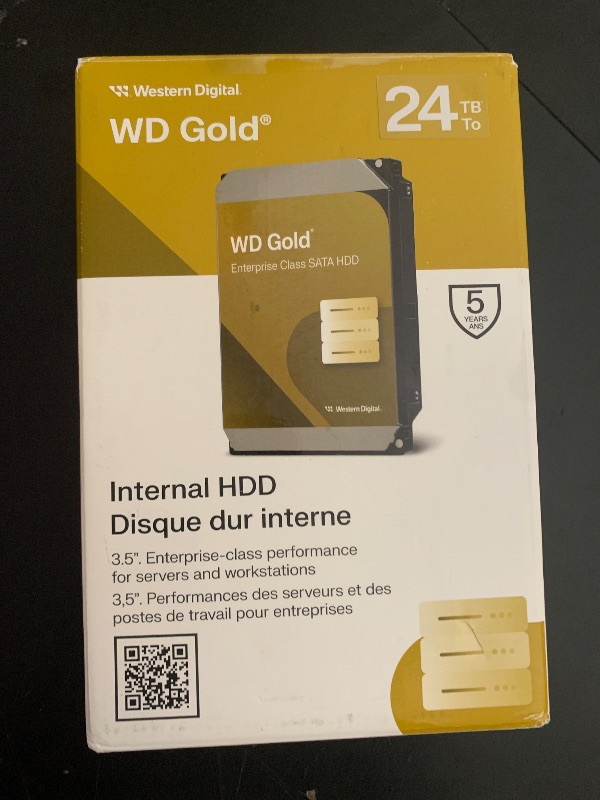 Photo 1 of Western Digital 24TB WD Gold Enterprise Class SATA Internal Hard Drive HDD - 7200 RPM, SATA 6 Gb/s, 512 MB Cache, 3.5" - WD242KRYZ