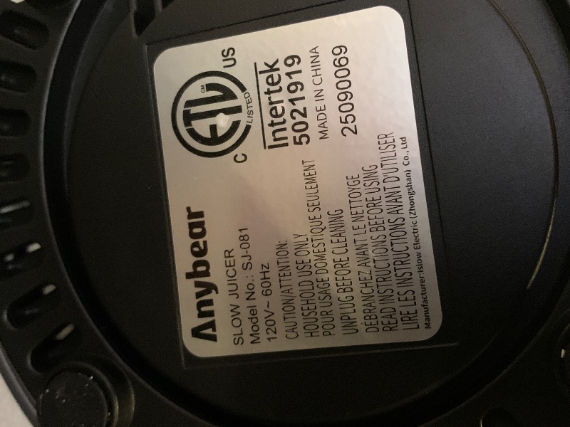 Photo 1 of Anybear Cold Press Juicer with 4.9" Large Feed Chute, 350W Masticating Juicer Machines with Dual Slow-Squeezing Technology for Whole Fruits & Veggies with High Yield | BPA-Free Tritan | Juice Recipes