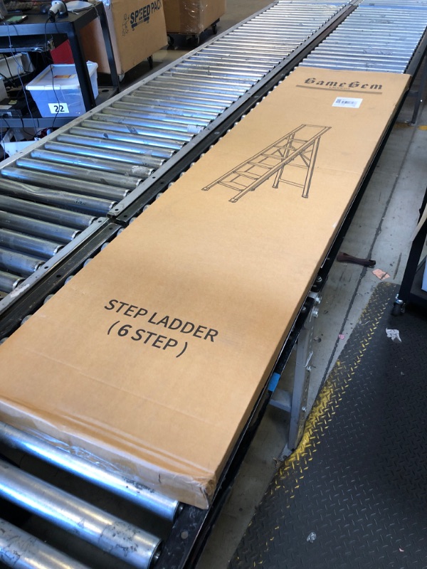 Photo 1 of GameGem 6 Step Ladder for 12 Feet High Ceiling, Lightweight Aluminum Folding Step Stool with Convenient Handgrip, Stepladders with Anti-Slip and Wide Pedal for Home Use Space Saving - Black+Woodgrain 