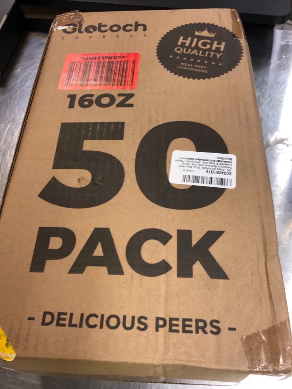 Photo 1 of 100-Piece (50-Pack) 16 OZ Meal Prep Containers Reusable with Lids, Sturdy Leakproof & Food Safe, Microwave, Freezer, Dishwasher Safe To Go Food Containers, Plastic Take Out Containers, Black