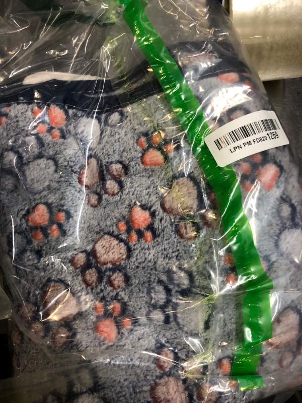 Photo 1 of 1 Pack 3 Blankets Super Soft Fluffy Premium Fleece Pet Blanket Flannel Paw Printed Throw for Dog Puppy Cat (Medium 30x20'', Beige, Grey, Navy)