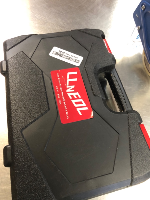 Photo 1 of **INCOMPLETE** LLNEDL Impact Socket Set 3/8 Drive,95Pcs Deep&Shallow Socket Wrench Set,6 Point Metric&Standard Full |5/16"-3/4",8-22mm| with Spark Plug Sockets,72T Ratchet Handle, Screwdrivers for Automotive&Home