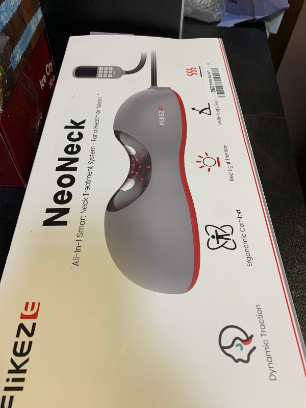Photo 1 of FliKEZE Heated Neck Stretcher with Red Light Therapy, Wireless Cervical Traction Device for TMJ Pain Relief and Shoulder Relaxer, Neck Traction Massager Pillow for Home/Office Used