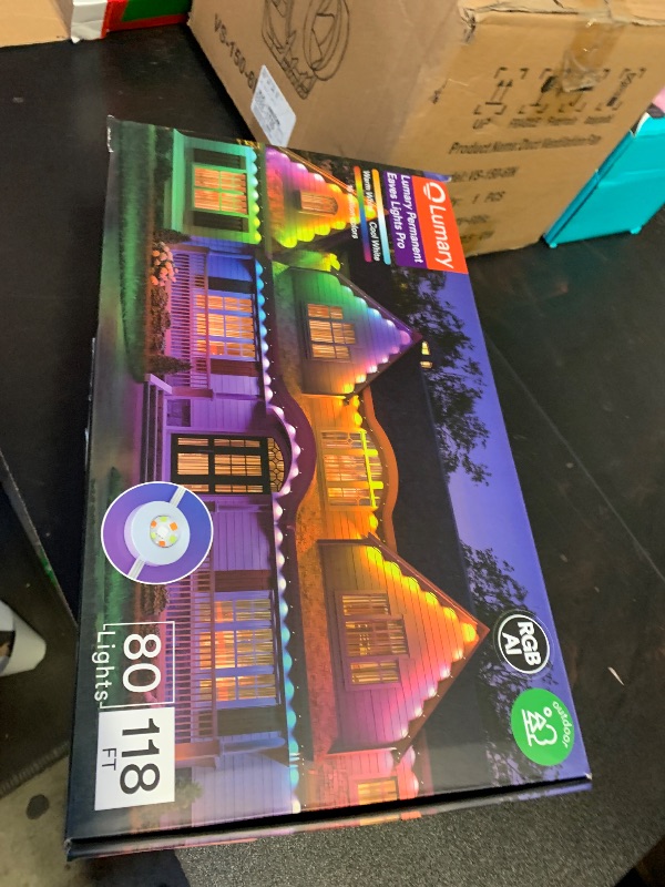 Photo 1 of Lumary Permanent Outdoor Lights Pro 105ft with 80LED RGBAICW Smart Eave Light for Chirstmas, Work with Alexa Google IP67 Waterproof, Color Changing & White, Multi Scene for Daily Accent Lighting Decor