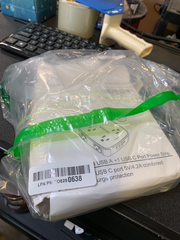 Photo 1 of 10 Ft Surge Protector Power Strip - 8 Widely Outlets with 4 USB Ports, 3 Side Outlet Extender with 10 Feet Extension Cord, Flat Plug, Wall Mount, Desk USB Charging Station, ETL, Grey