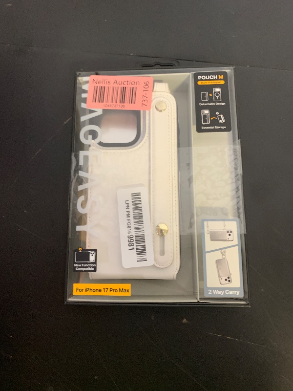 Photo 1 of SEE PICTURES,,,,,,,,, MAGEASY Compatible with iPhone 17 Pro Max 6.9" Wallet Case with Crossbody Strap - Compatible with MagSafe Detachable Coin Purse & Card Slot, Crossbody Lanyard, 16ft Drop Protection | Pouch M (Silver)