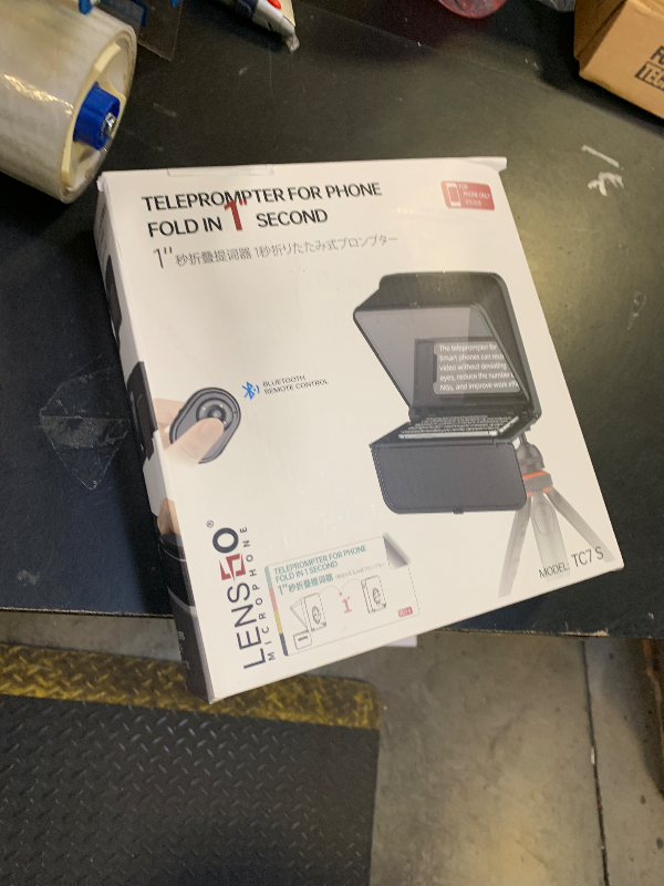 Photo 1 of LENSGO TC7S Portable Teleprompter for Phone, One-Second Fold Mini Teleprompter with Remote Control,App Compatible with iPhone & Android for Online Teaching Vlog Live Streaming Interview