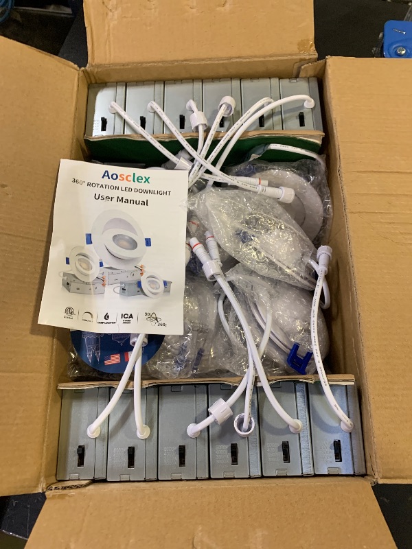 Photo 1 of Aosclex 3 Inch 5CCT Gimbal LED Recessed Lighting with Jbox, 360°+90° Adjustable Directional Downlight, Dimmable Eyeball Canless Recessed Lights, 7W 800LM, 2700K-5000K Selectable, ETL (White, 12 Pack)