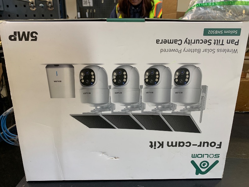 Photo 1 of SOLIOM- 5MP Security Cameras Wireless Outdoor, No Subscription & Solar Powered,4-Cam Pack Home Security Camera with 360° Auto Human Motion Tracking, 3K Color Night Vision,5G & 2.4G Router Compatible