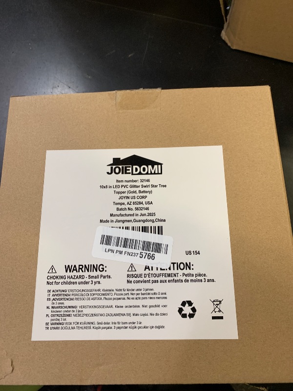 Photo 1 of JOIEDOMI 9 inch Lighted PVC Star Christmas Tree Topper, Golden Glitter Swirl Treetop Decorations with 10 Warm White LED, Battery Powered for Home Holiday Xmas Party Indoor Decor